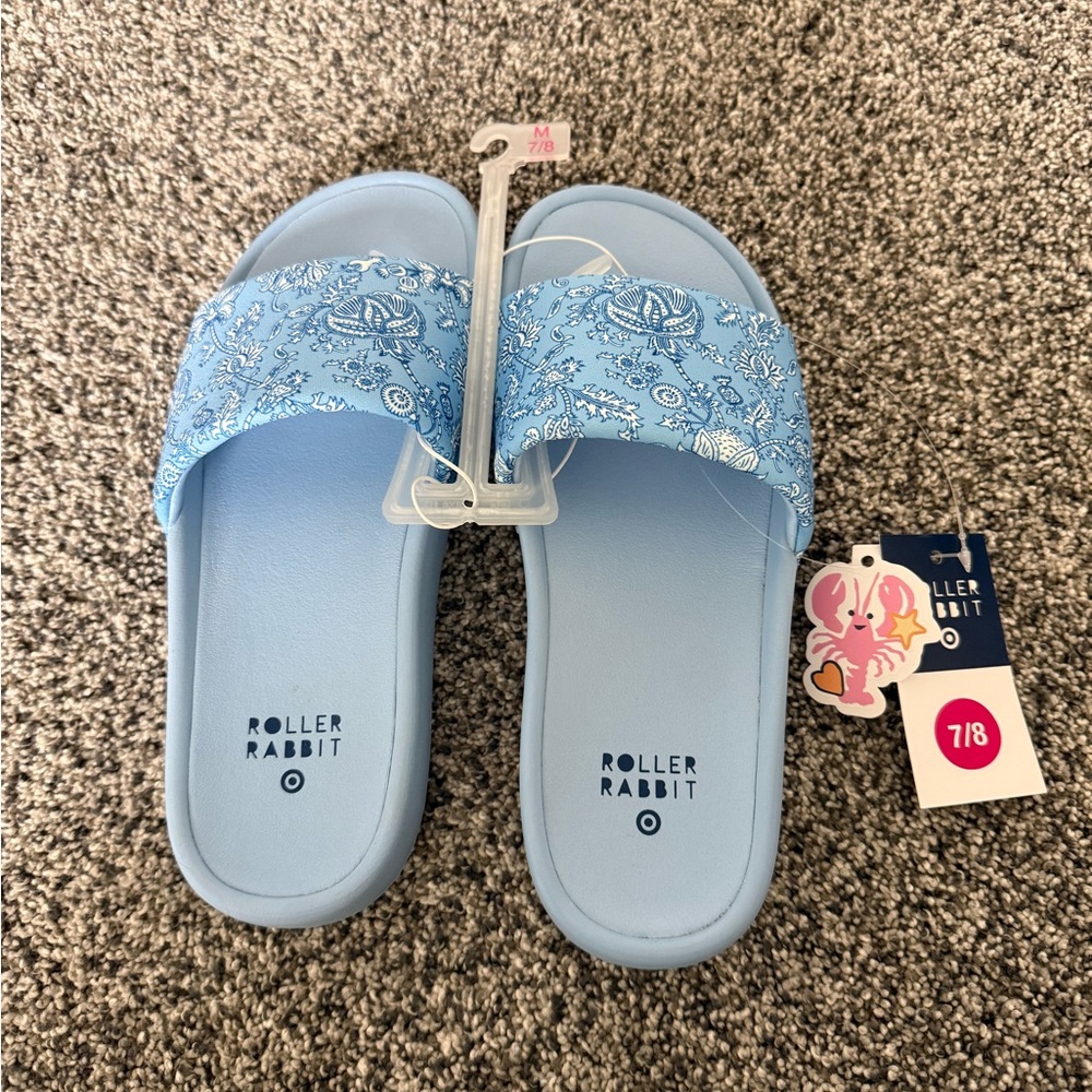 Roller Rabbit x Target slides | Light Blue Paisley Slide Sandals | NWT